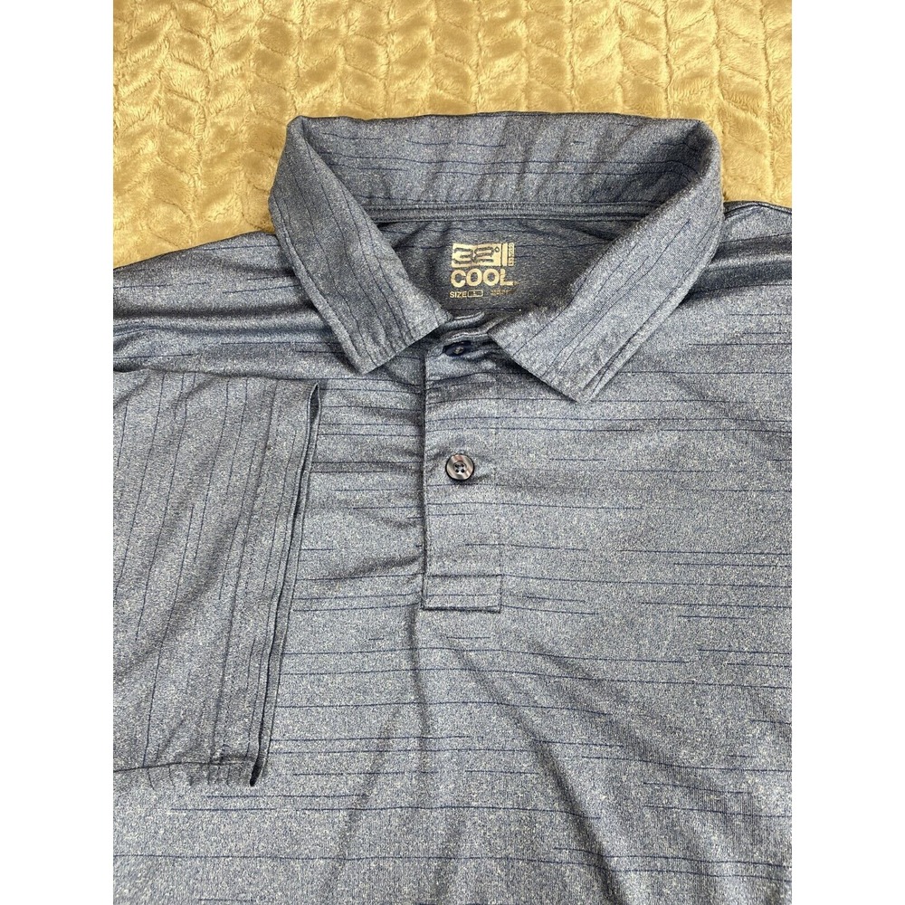 32 Degrees Polo Shirt Men Large Blue Short Sleeve Performance Golf Pinstripe
